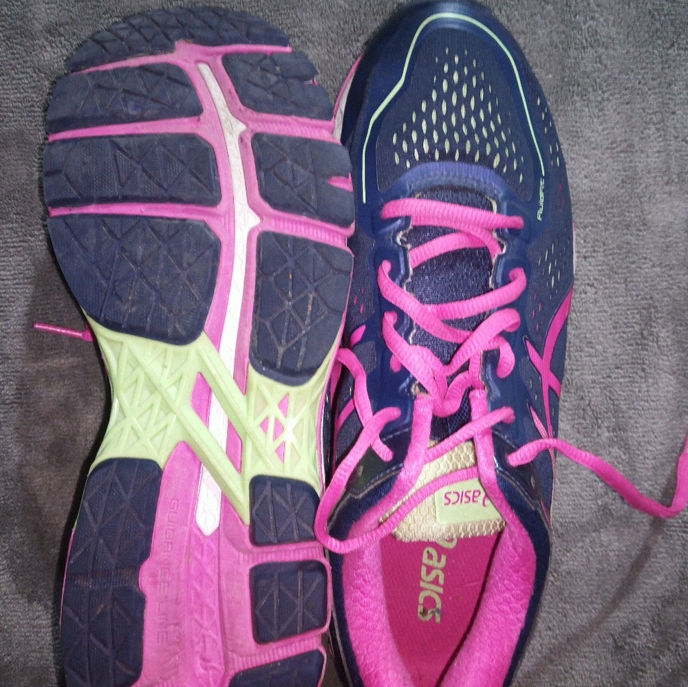 Asics size 10 gel pink and blue running shoes